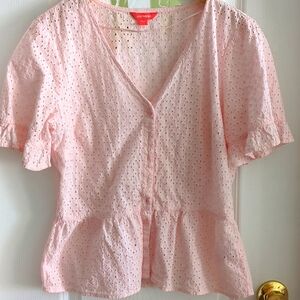 🌸Joe Fresh Women's Button up Peplum Eyelet Blouse